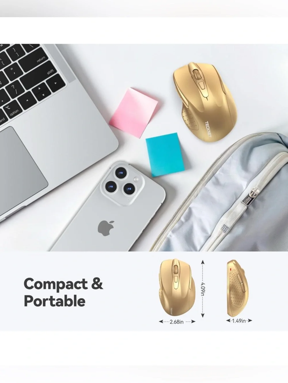 TECKNET Wireless Mouse, 2.4G Ergonomic Optical Mouse